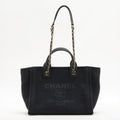 Deauville Canvas & Leather Chain Bag 2-way Black Gold Champagne Hardware