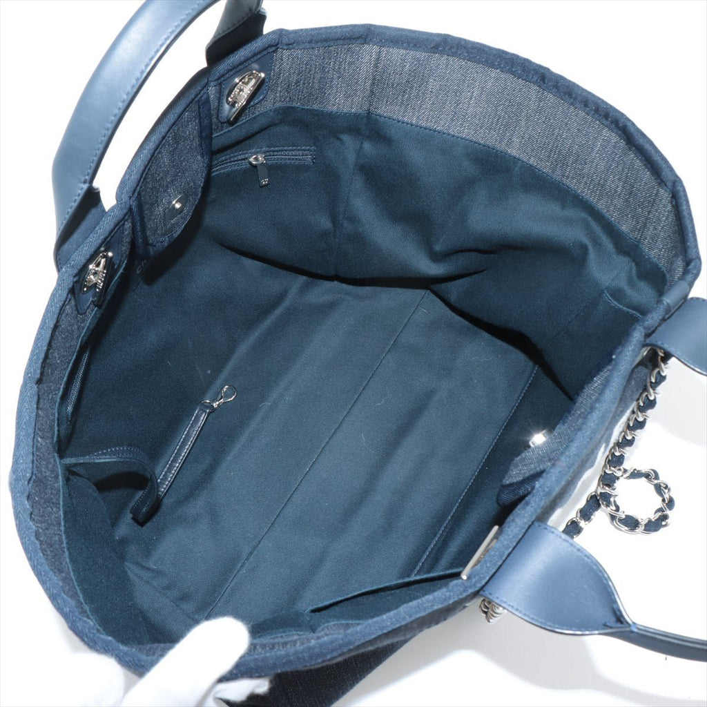 Deauville MM Canvas & Leather Denim Blue Silver