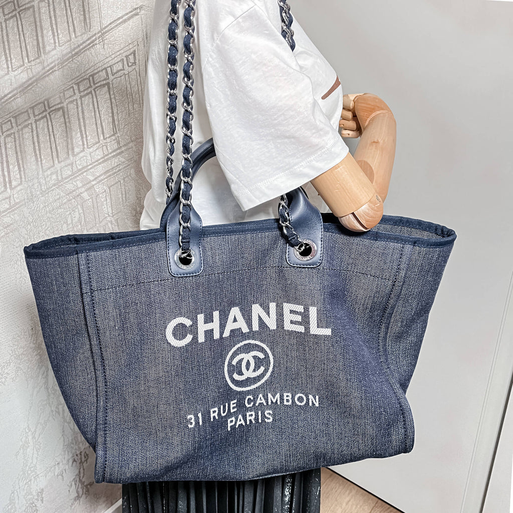 Deauville MM Canvas & Leather Denim Blue Silver