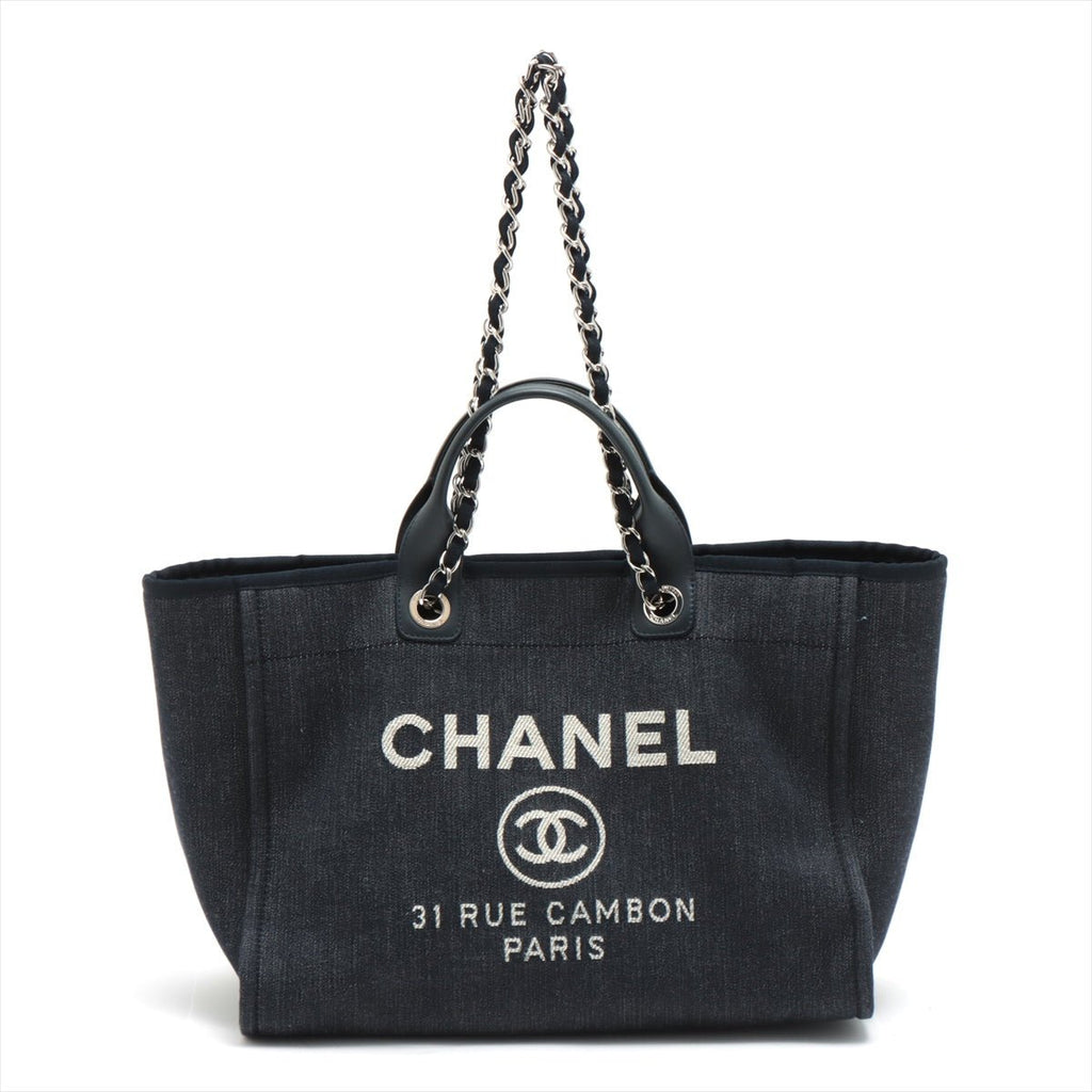 Deauville MM Canvas & Leather Denim Blue Silver