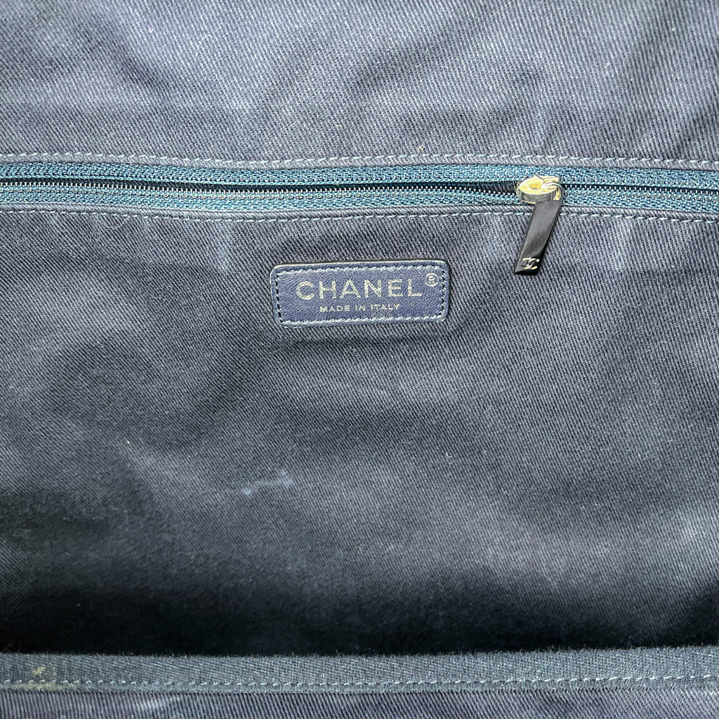 Deauville Shopping Tote Two-Way Raffia Navy Blue