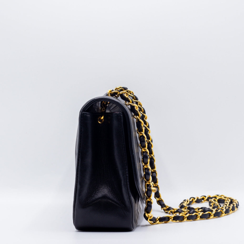 Diana Medium Black Lambskin Gold Vintage