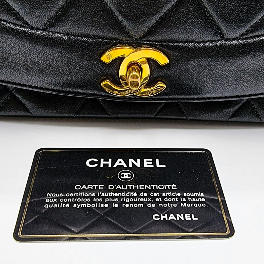 Diana Medium Black Lambskin Gold Vintage