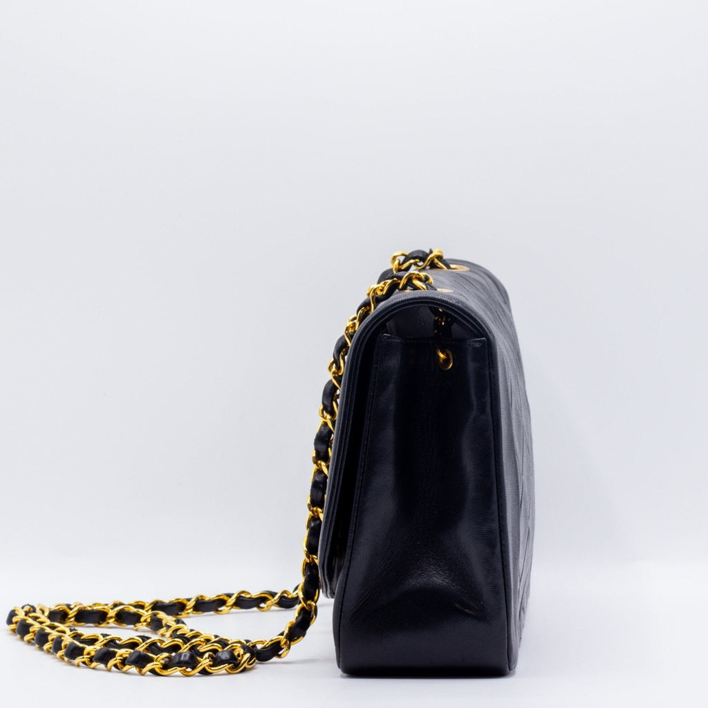 Diana Medium Black Lambskin Gold Vintage