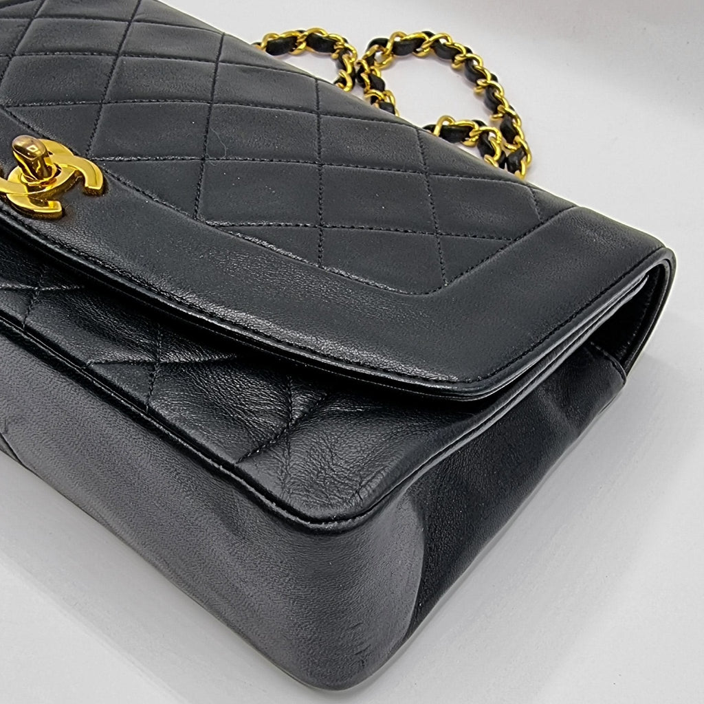 Diana Medium Black Lambskin Gold Vintage