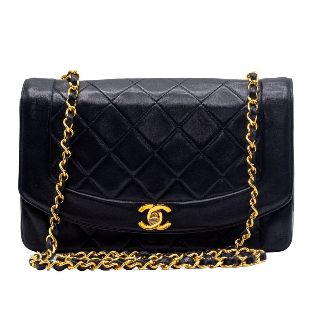 Diana Medium Black Lambskin Gold Vintage