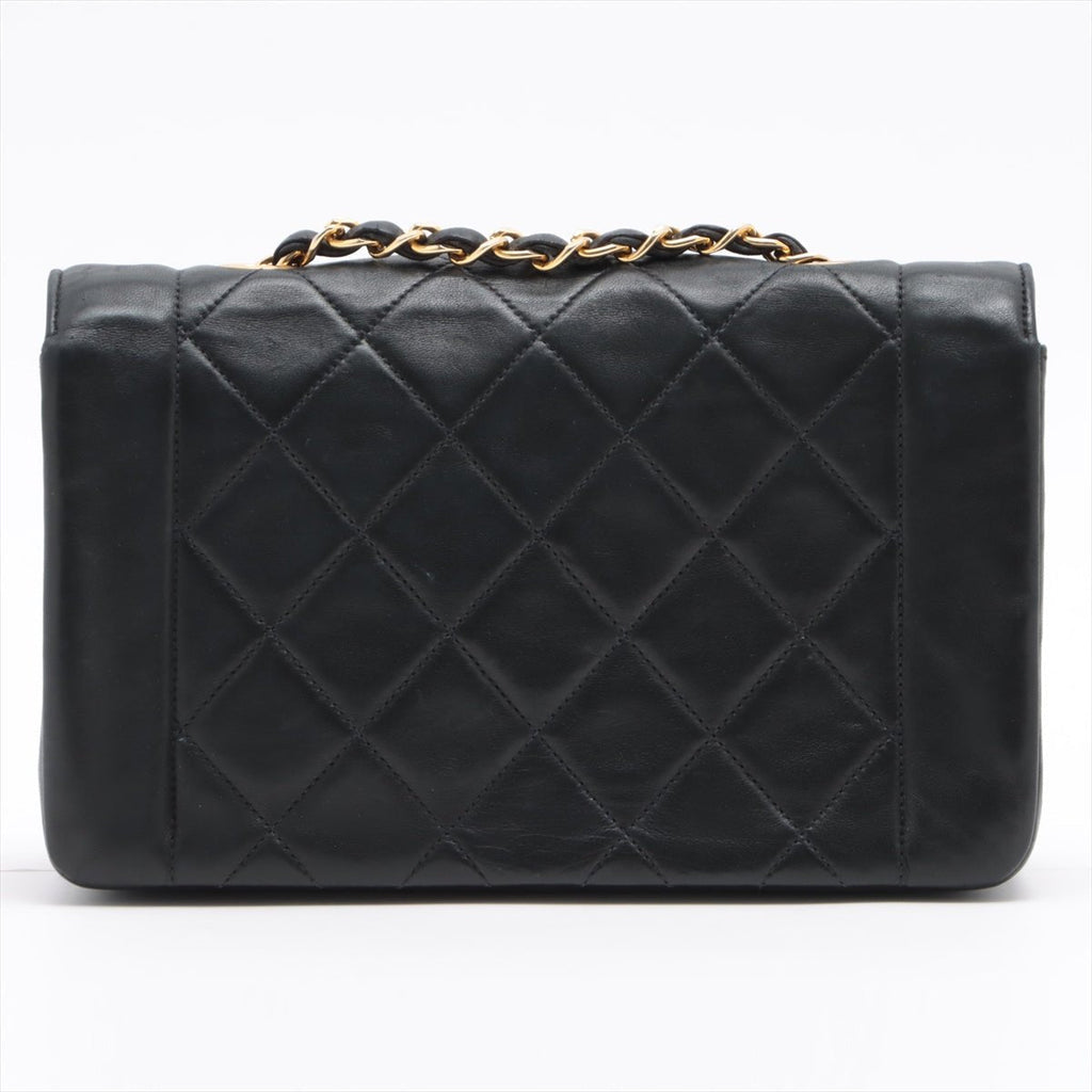 Diana Small Black Lambskin Gold Vintage