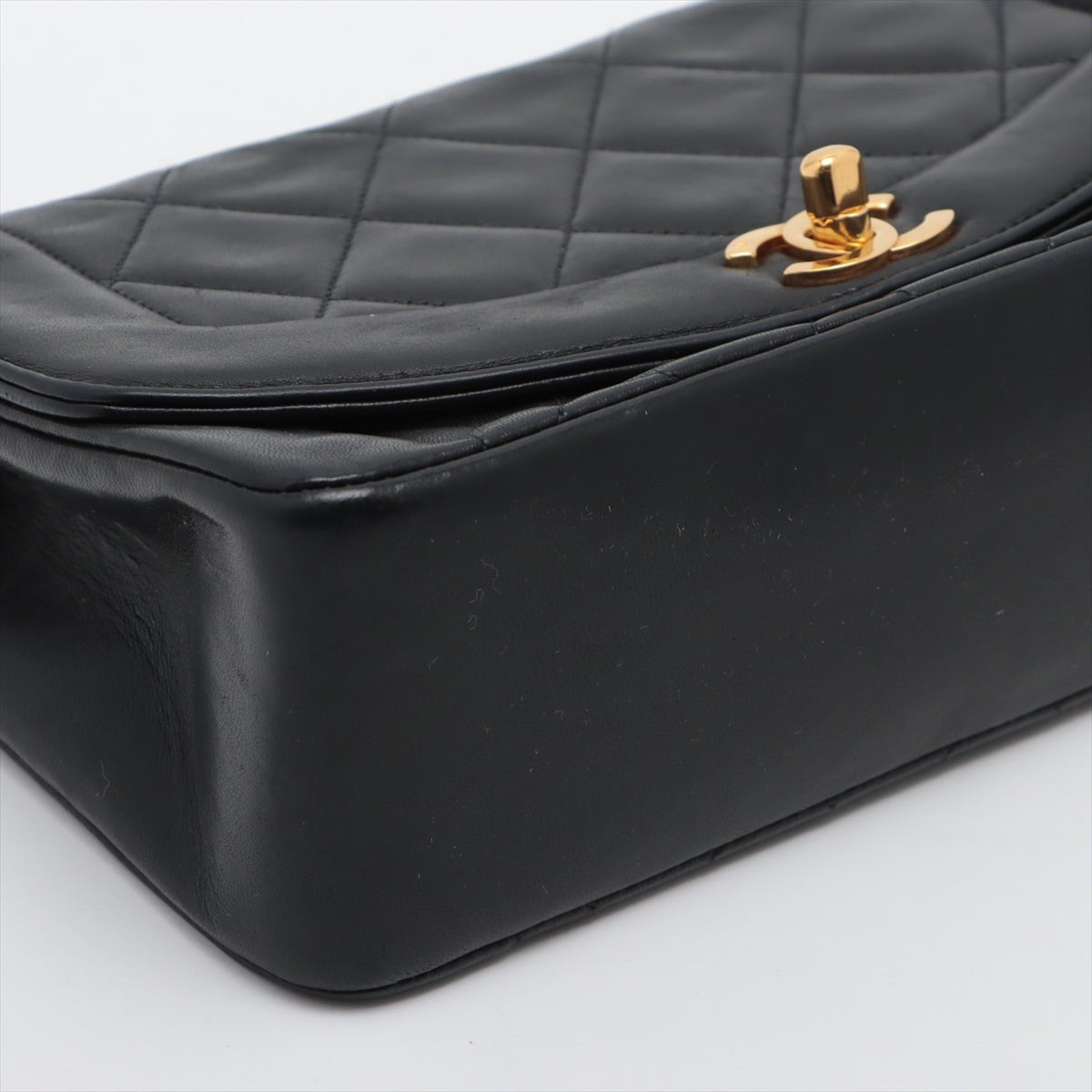 Diana Small Black Lambskin Gold Vintage