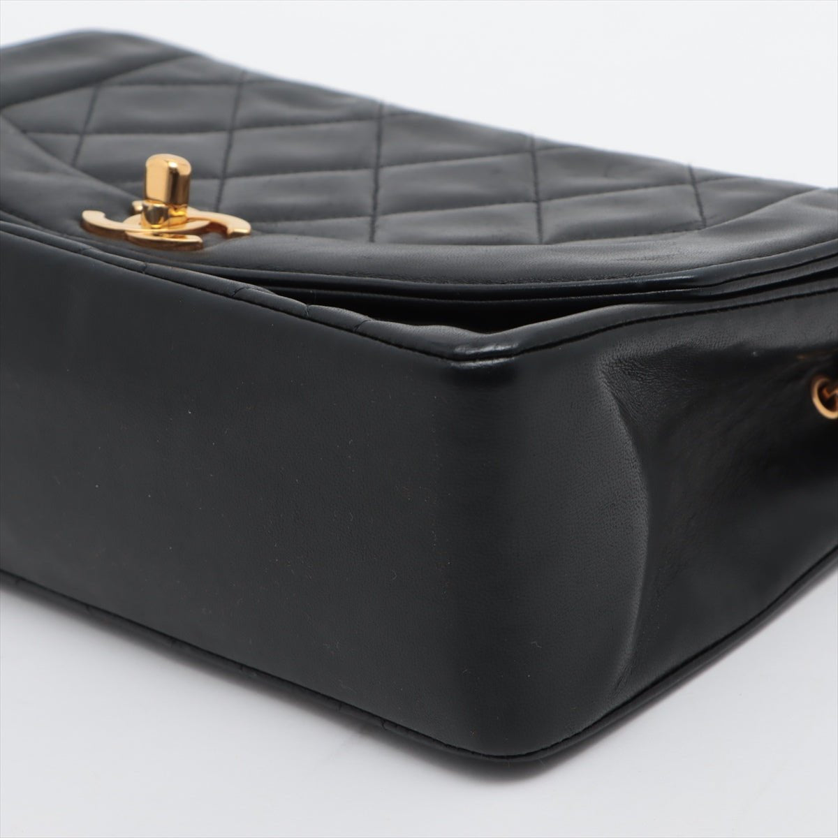 Diana Small Black Lambskin Gold Vintage