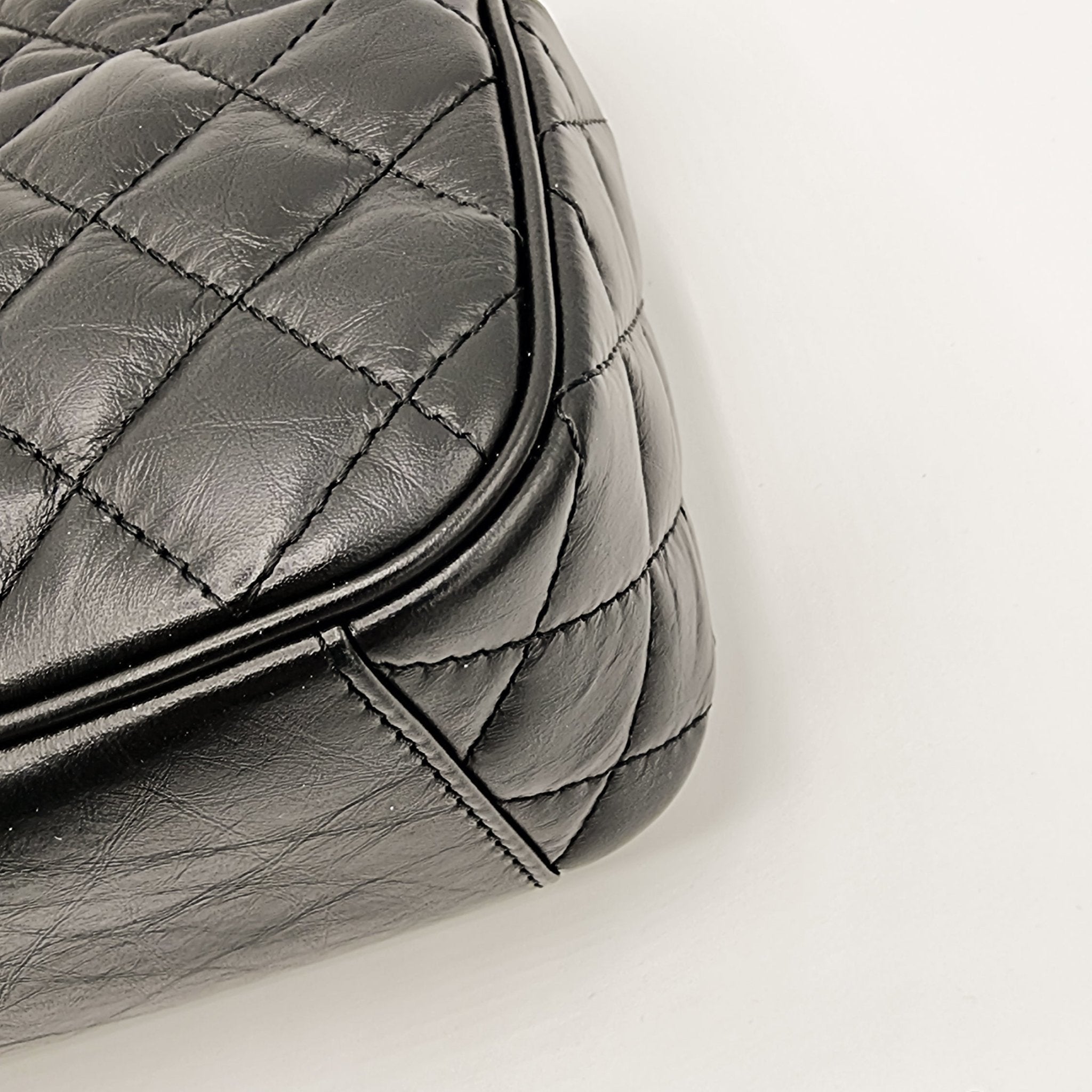 Easy Flap Zip Black Leather Aged Calfskin