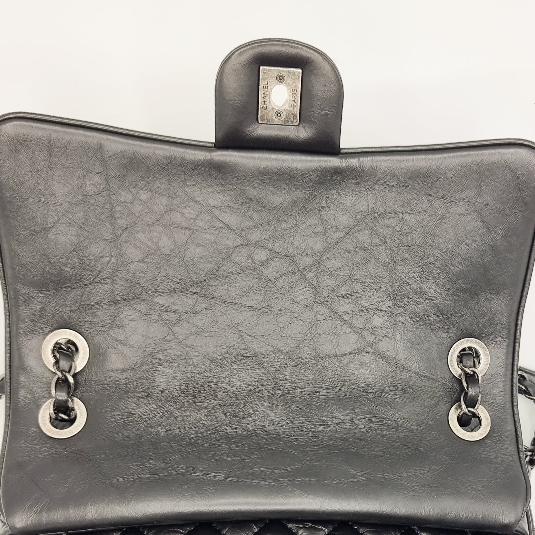 Easy Flap Zip Black Leather Aged Calfskin