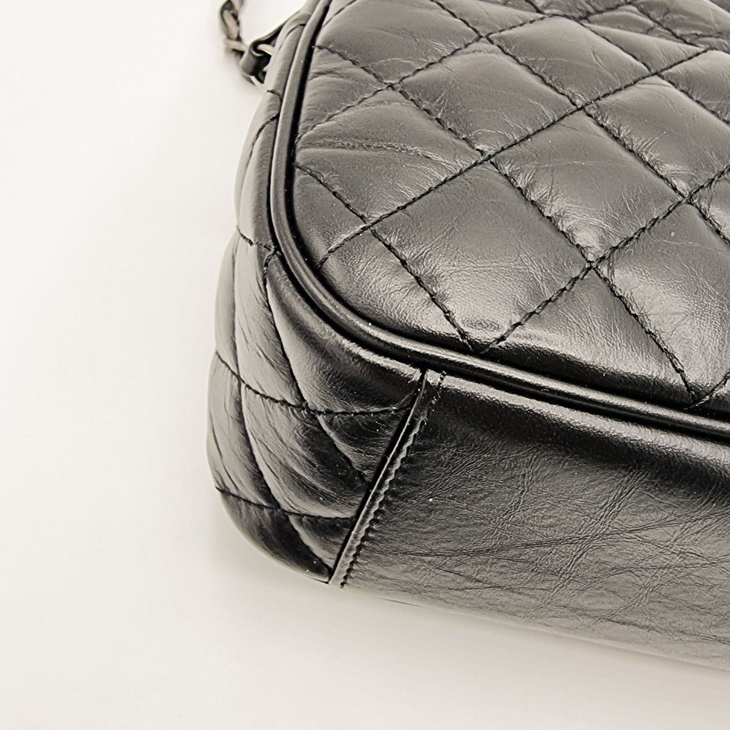 Easy Flap Zip Black Leather Aged Calfskin