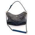 French Riviera Large Quilted Caviar Leather Blue Bag