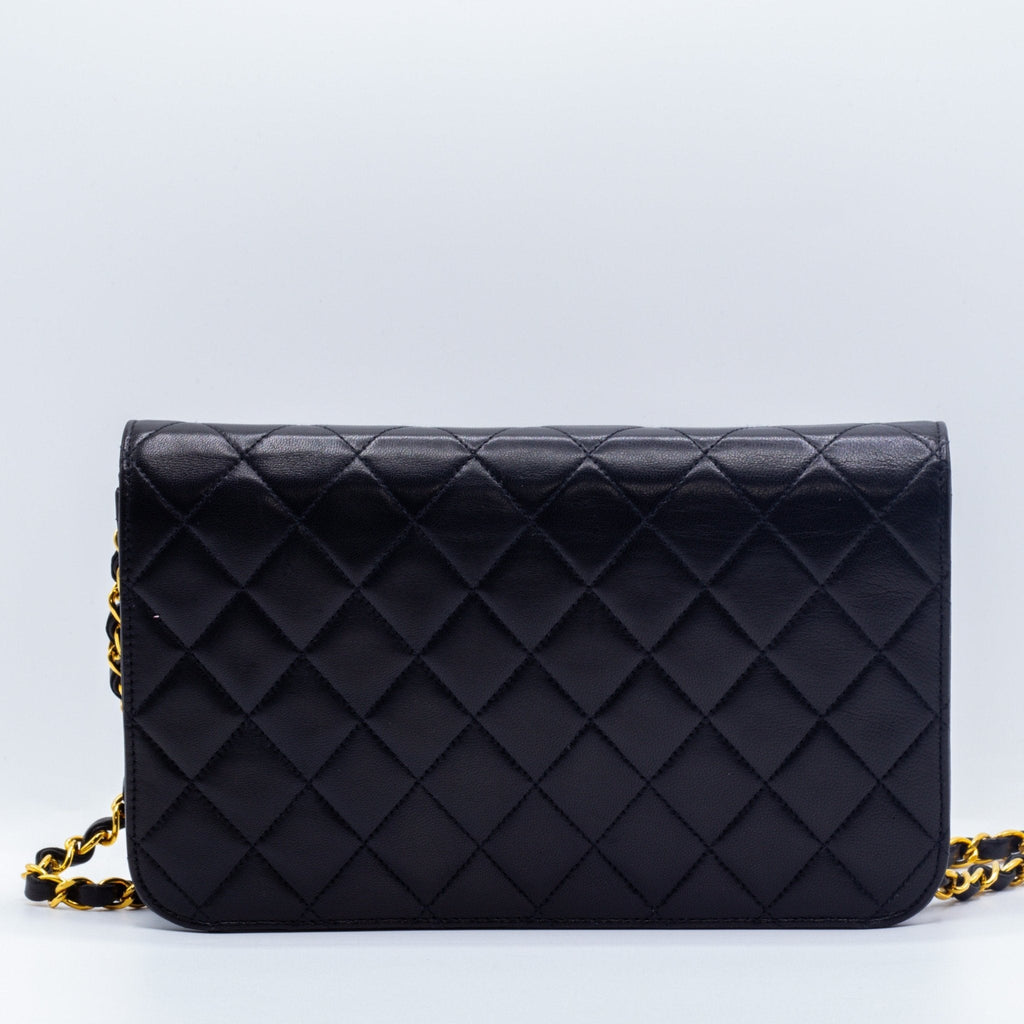 Full Flap Lambskin Leather Shoulder Bag Vintage