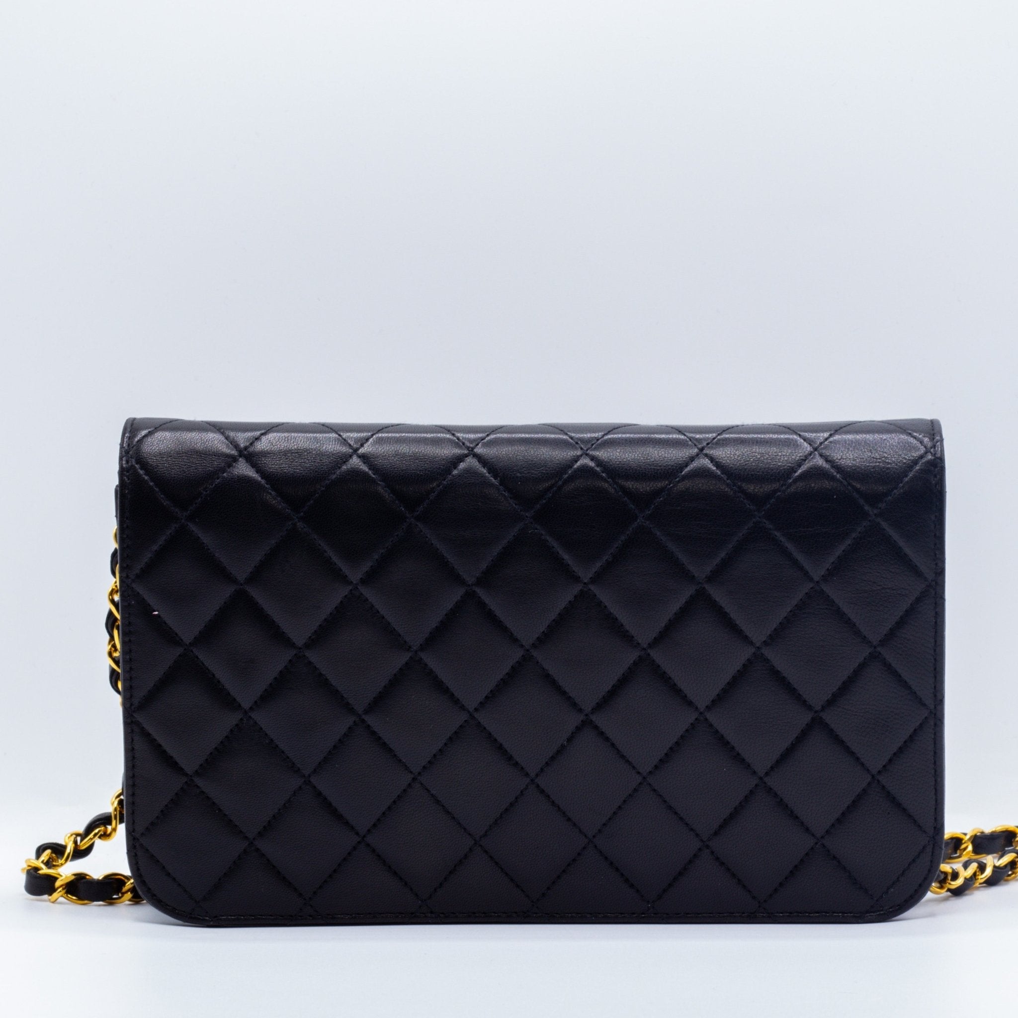 Full Flap Lambskin Leather Shoulder Bag Vintage
