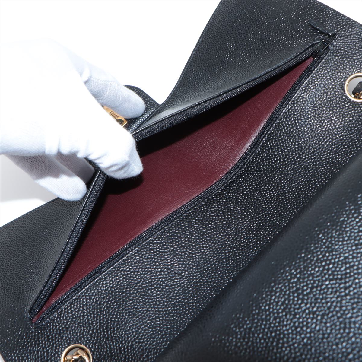 Jumbo Classic Double Flap Black Caviar Leather