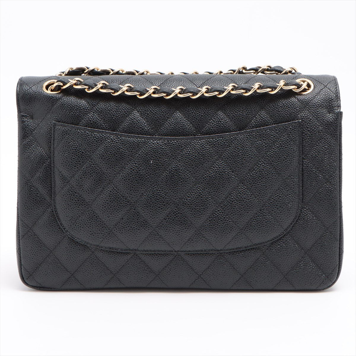 Jumbo Classic Double Flap Black Caviar Leather