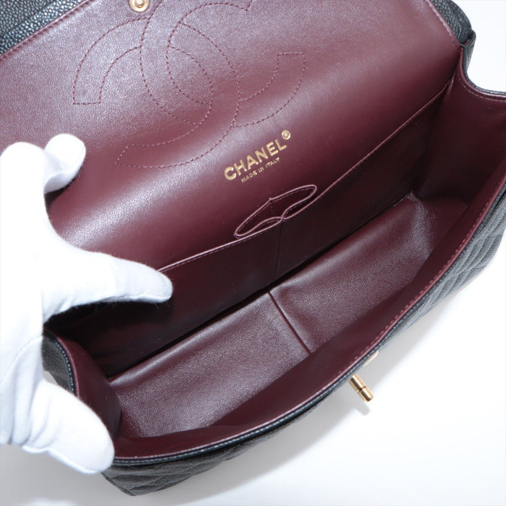 Jumbo Classic Double Flap Black Caviar Leather