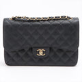Jumbo Classic Double Flap Black Caviar Leather