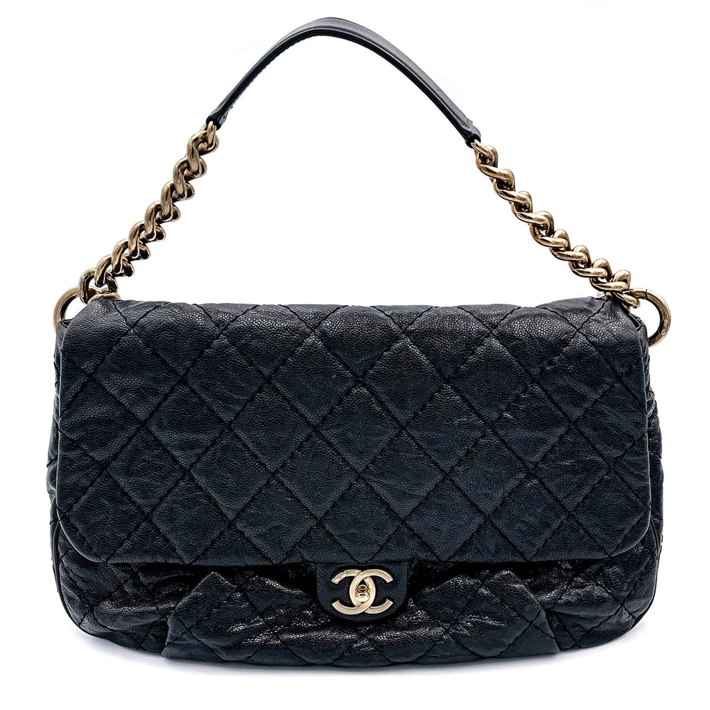 Jumbo Distressed Caviar Black Bag