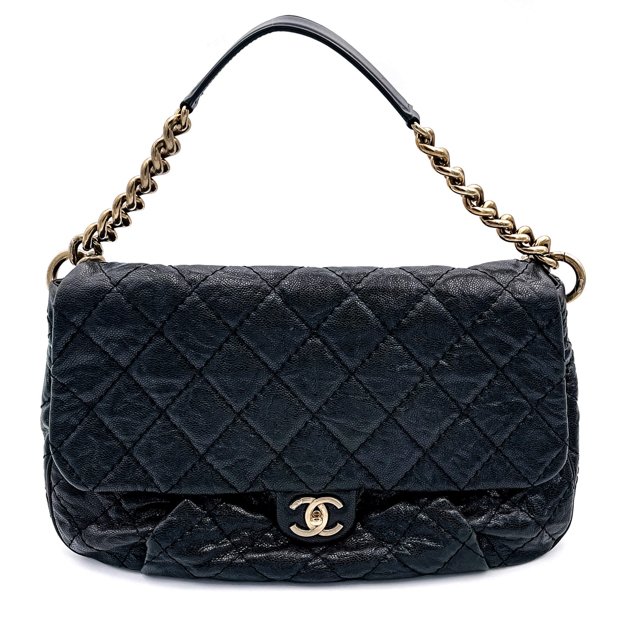 Jumbo Distressed Caviar Black Bag