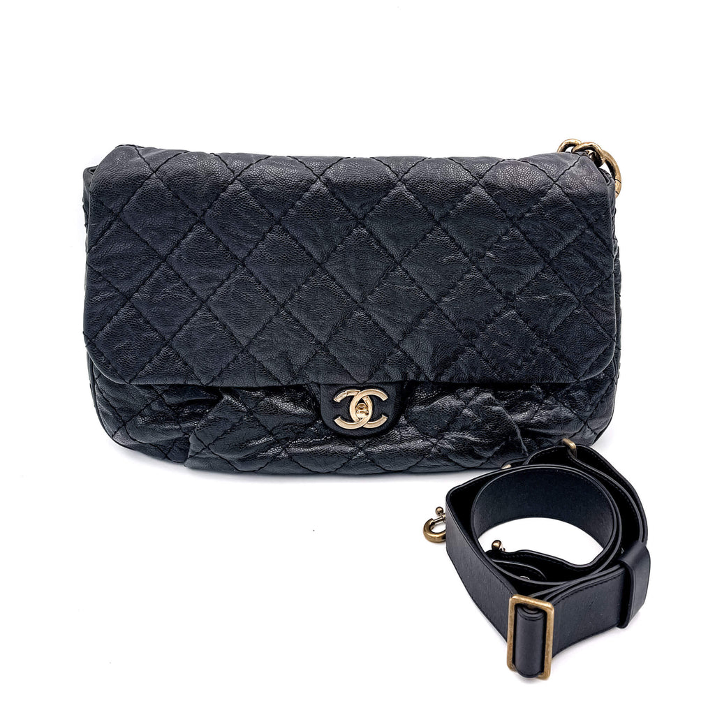 Jumbo Distressed Caviar Black Bag