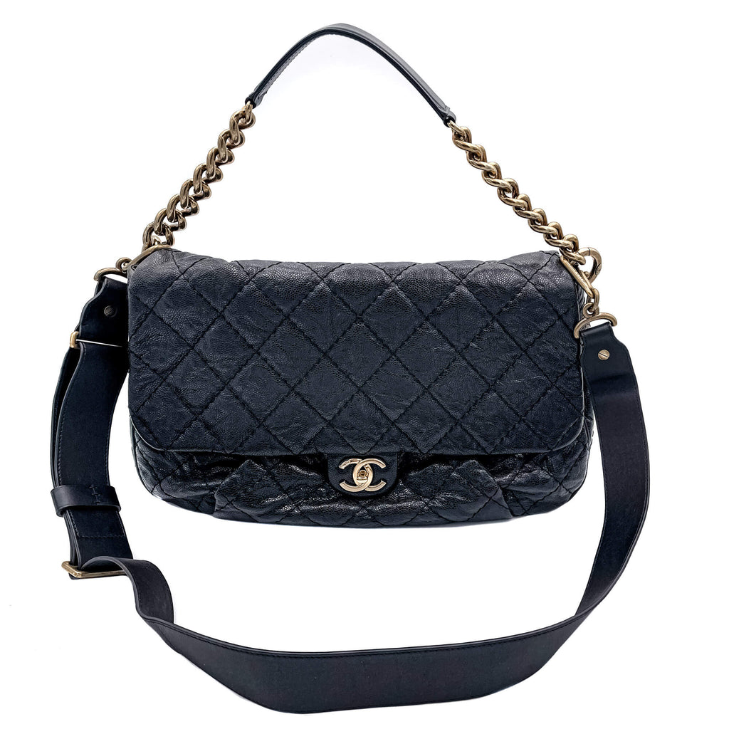 Jumbo Distressed Caviar Black Bag