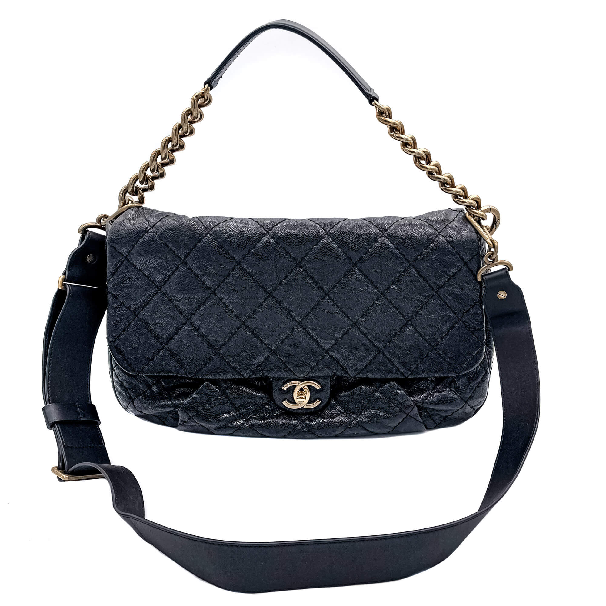 Jumbo Distressed Caviar Black Bag