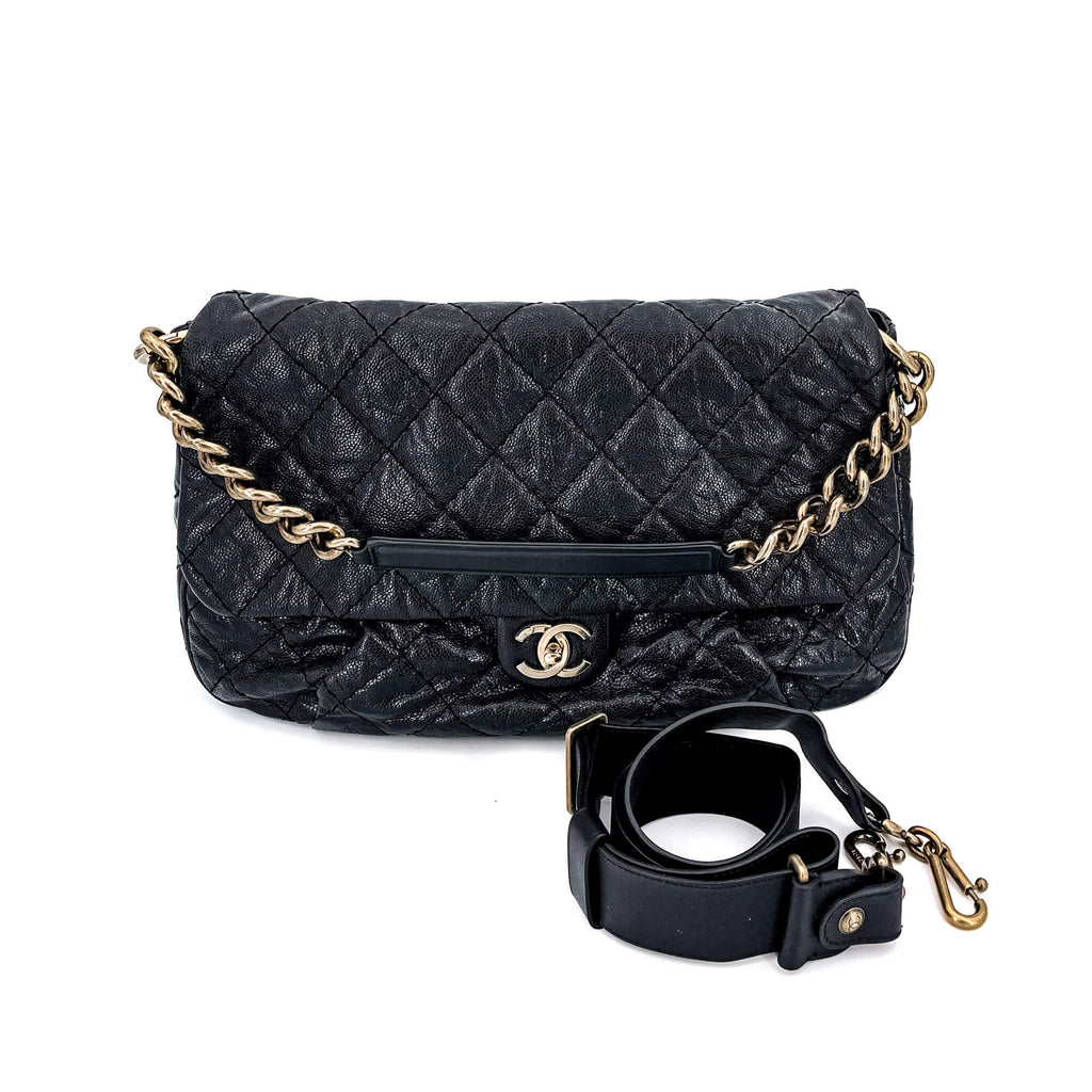 Jumbo Distressed Caviar Black Bag