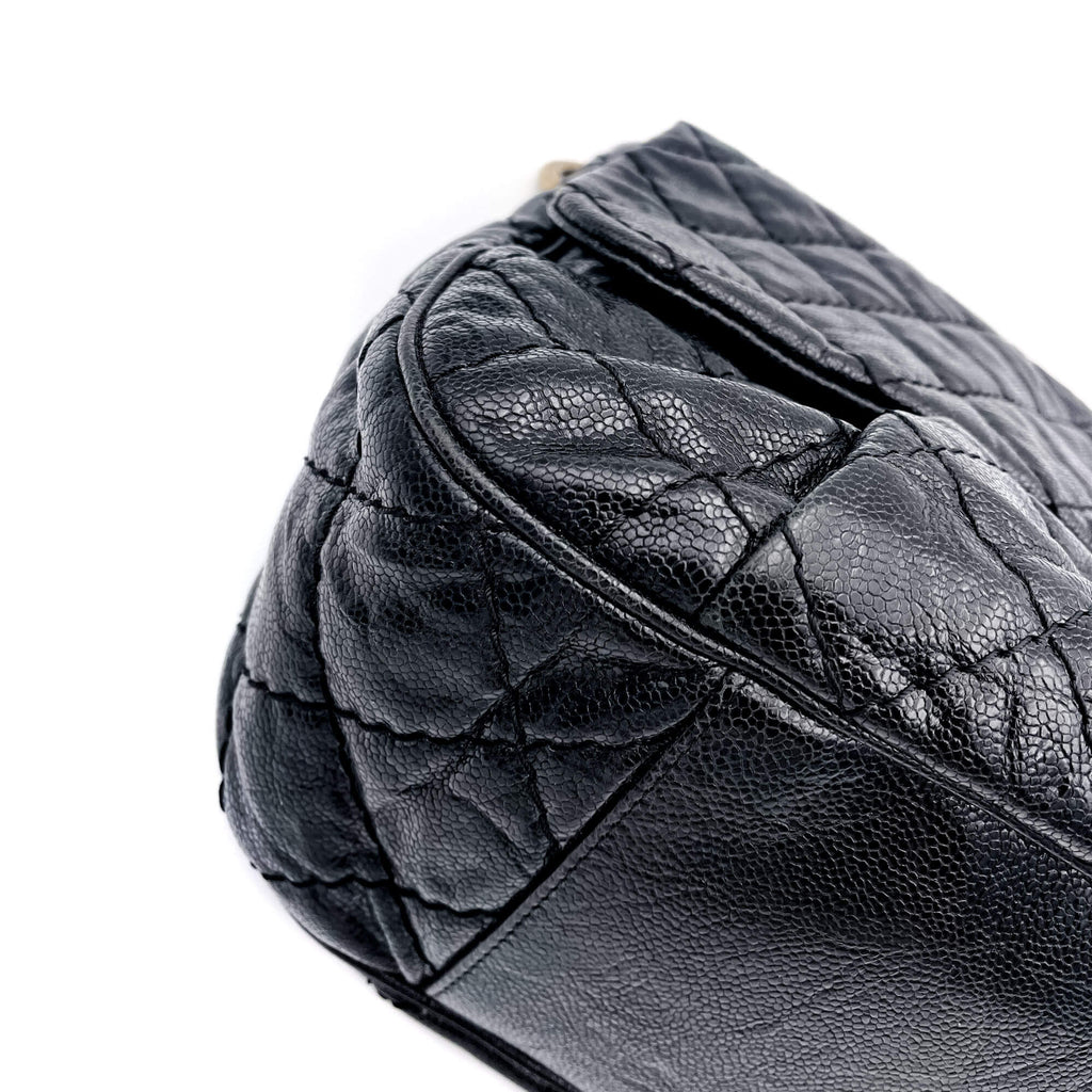 Jumbo Distressed Caviar Black Bag