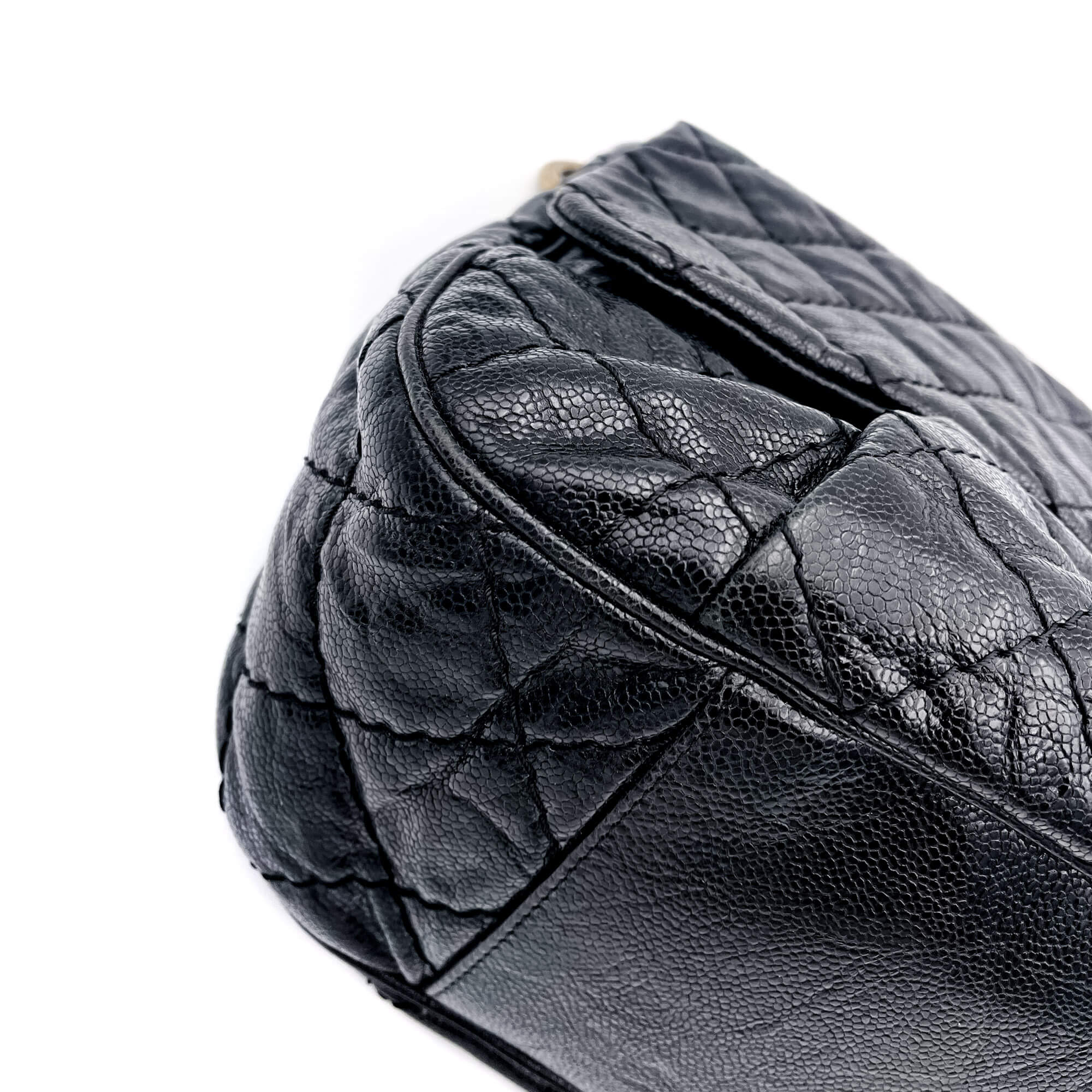 Jumbo Distressed Caviar Black Bag