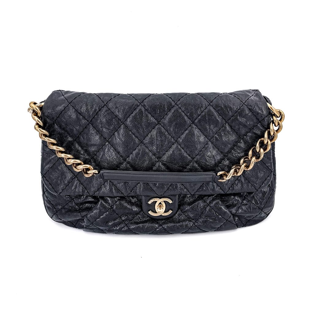 Jumbo Distressed Caviar Black Bag