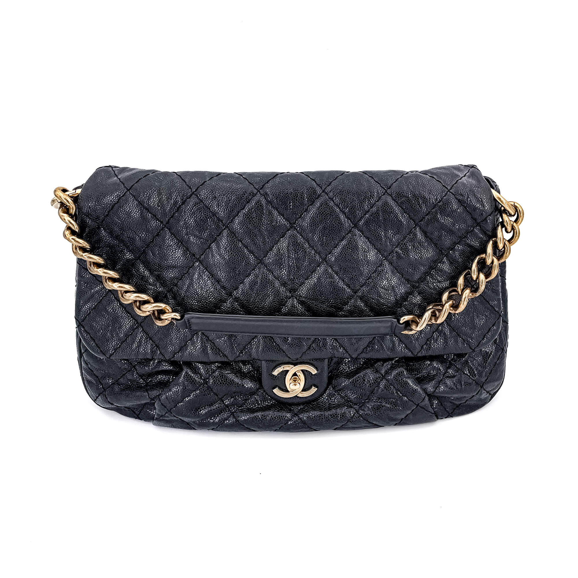 Jumbo Distressed Caviar Black Bag