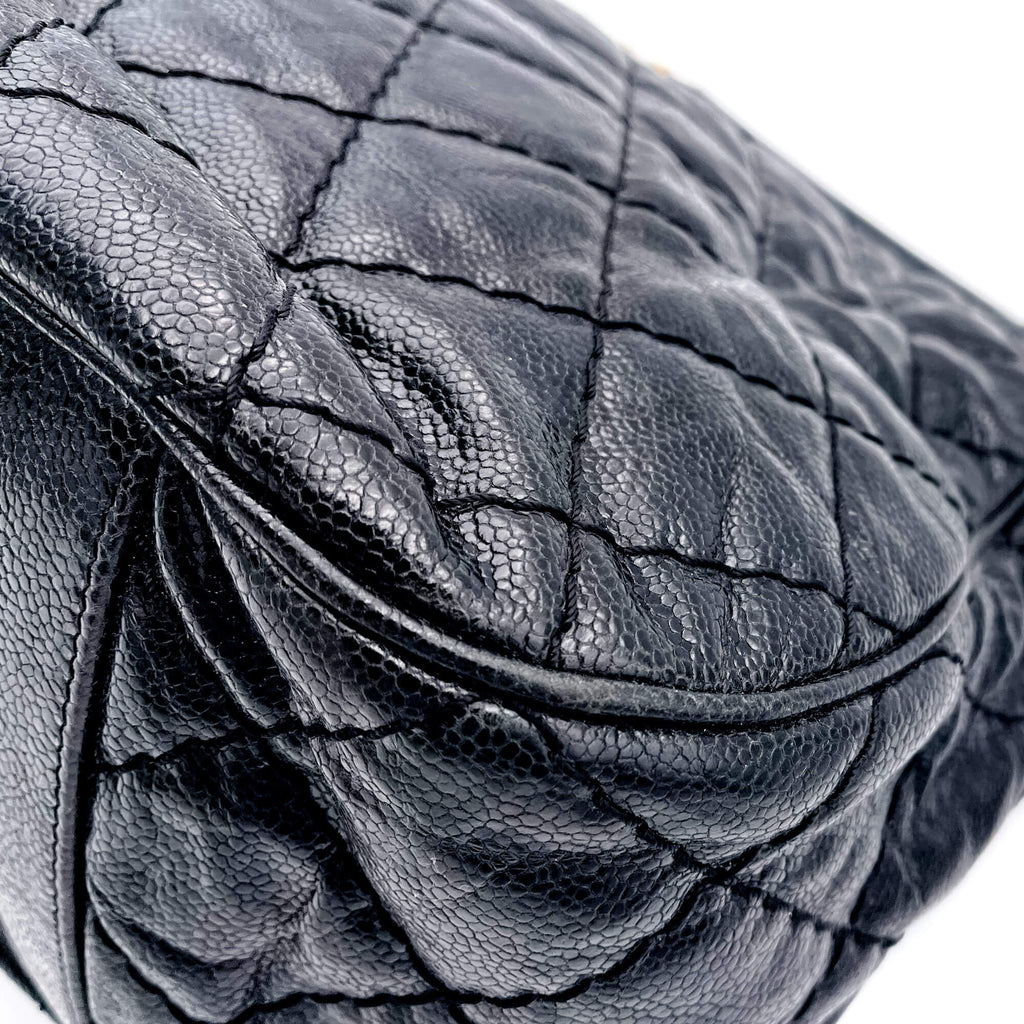 Jumbo Distressed Caviar Black Bag
