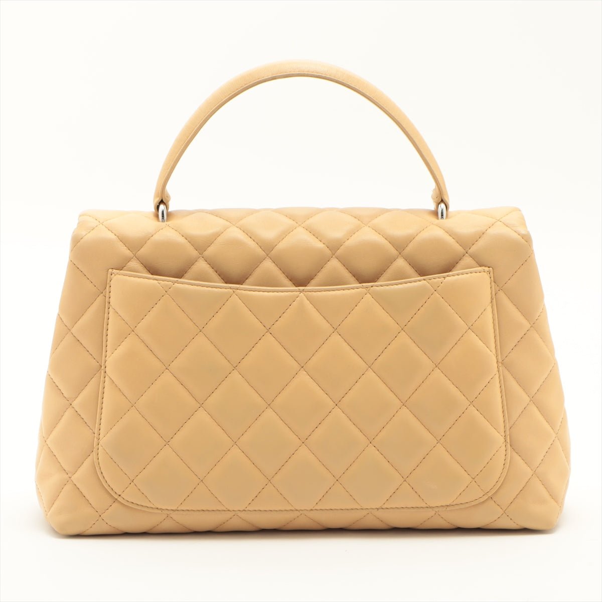 Kelly Top Handle Flap Matelasse Lambskin Beige Silver