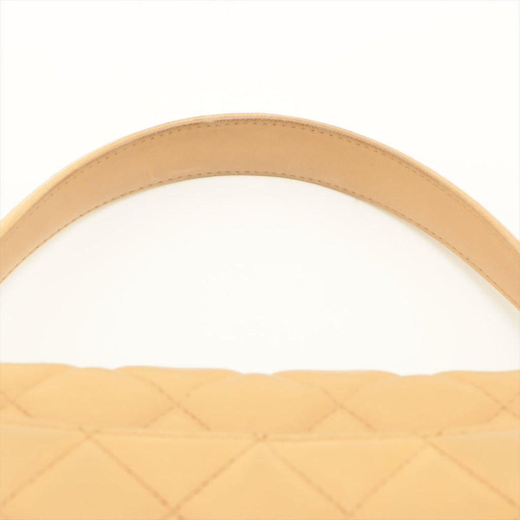 Kelly Top Handle Flap Matelasse Lambskin Beige Silver