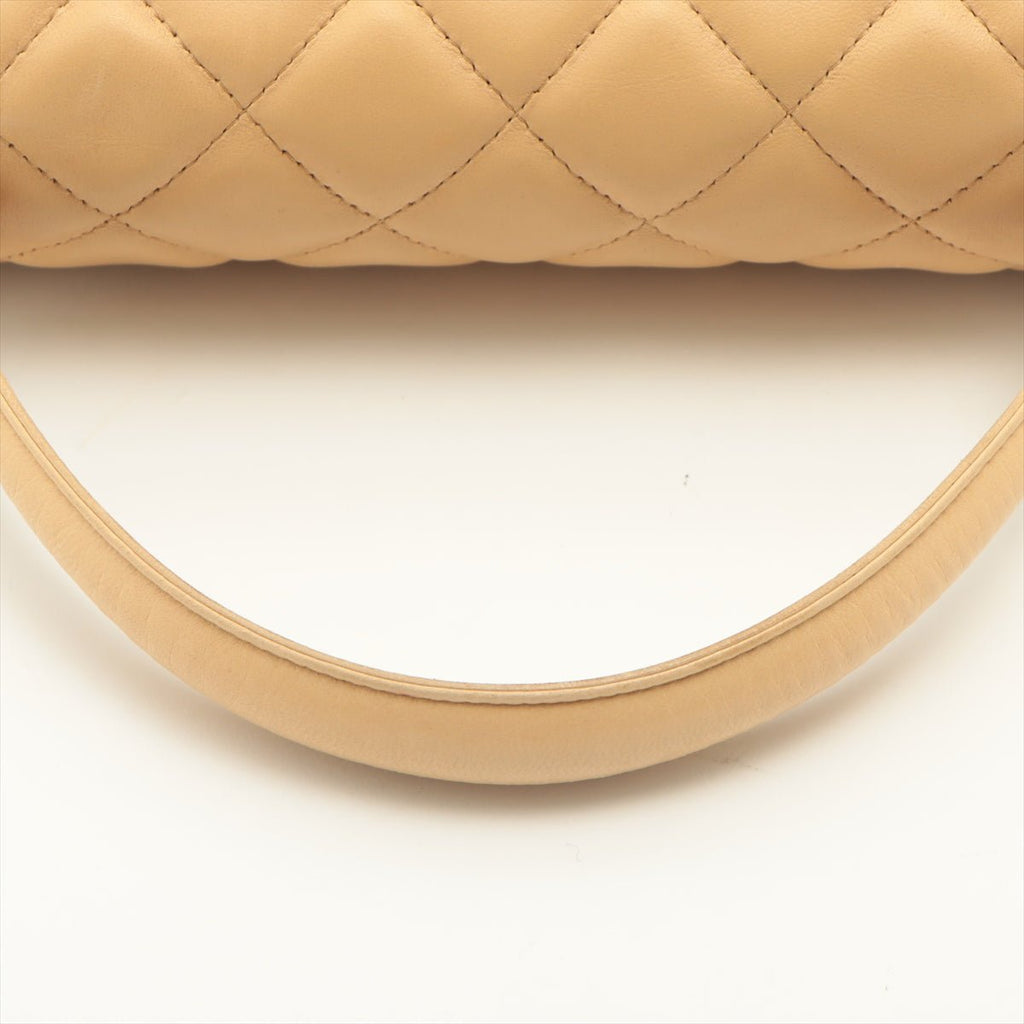Kelly Top Handle Flap Matelasse Lambskin Beige Silver