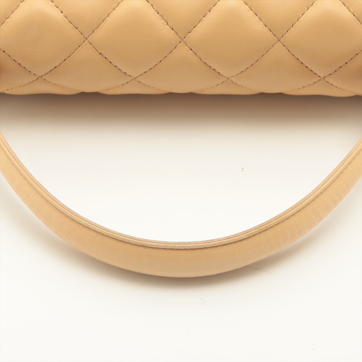 Kelly Top Handle Flap Matelasse Lambskin Beige Silver
