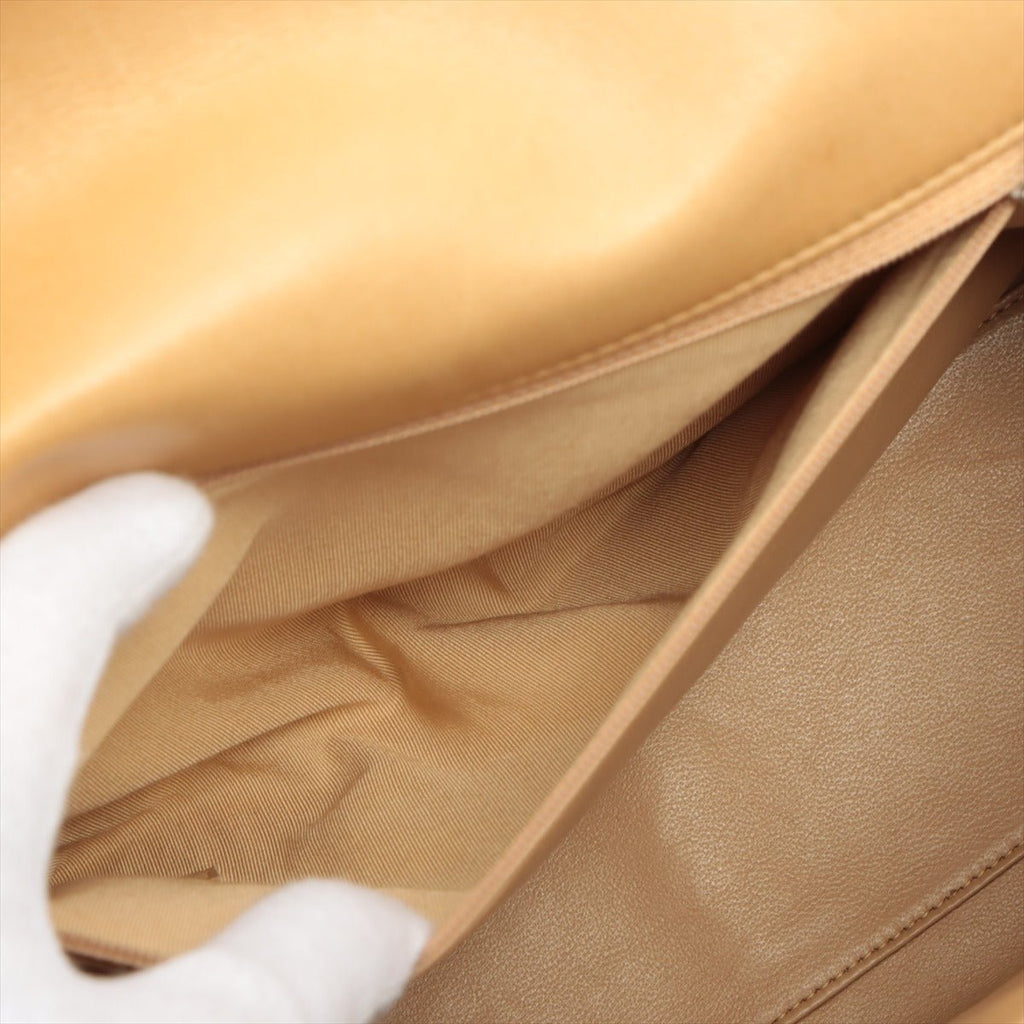 Kelly Top Handle Flap Matelasse Lambskin Beige Silver