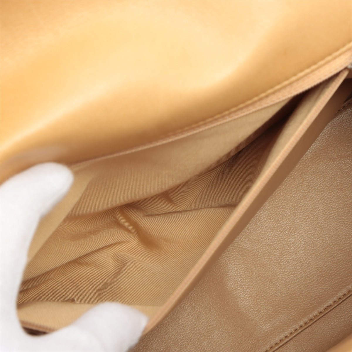 Kelly Top Handle Flap Matelasse Lambskin Beige Silver