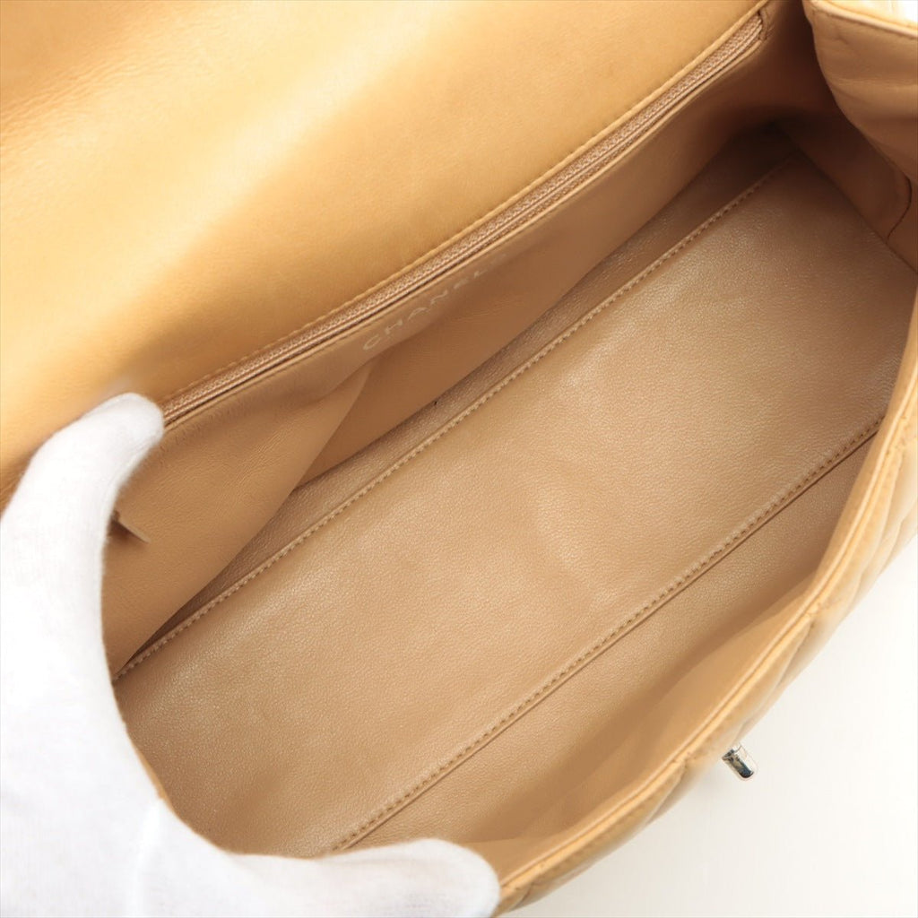 Kelly Top Handle Flap Matelasse Lambskin Beige Silver
