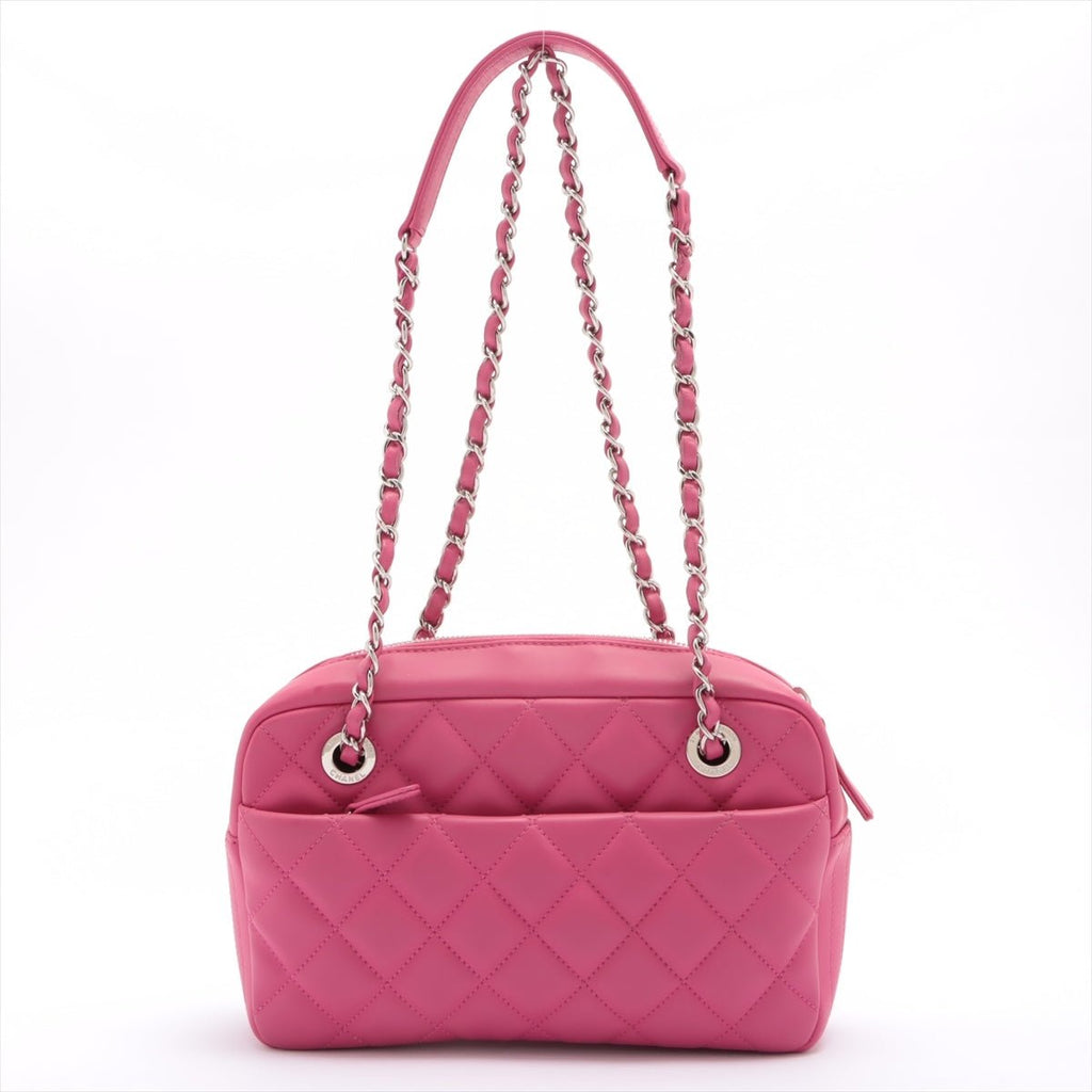 Matelasse Rubber Chain Pink Silver Metal
