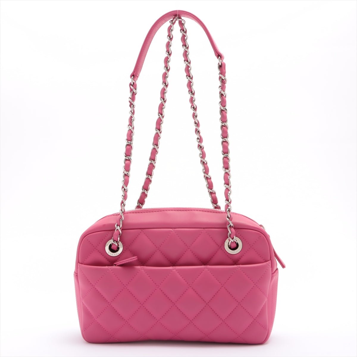 Matelasse Rubber Chain Pink Silver Metal