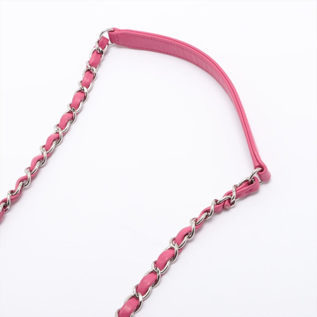Matelasse Rubber Chain Pink Silver Metal