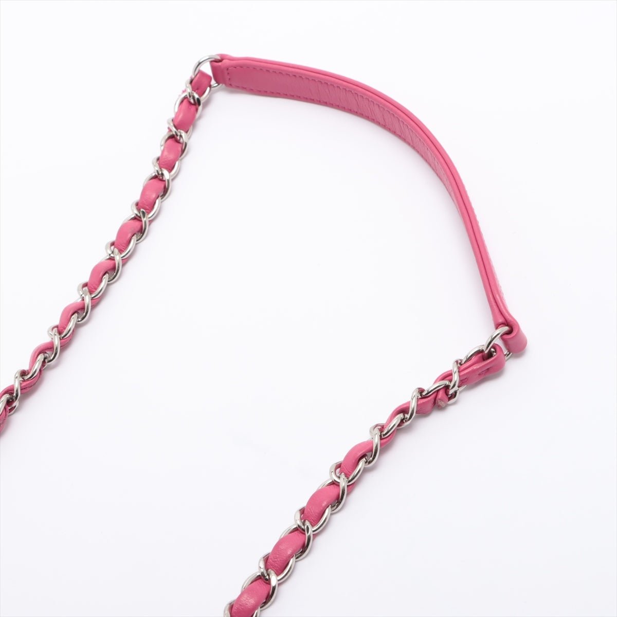 Matelasse Rubber Chain Pink Silver Metal