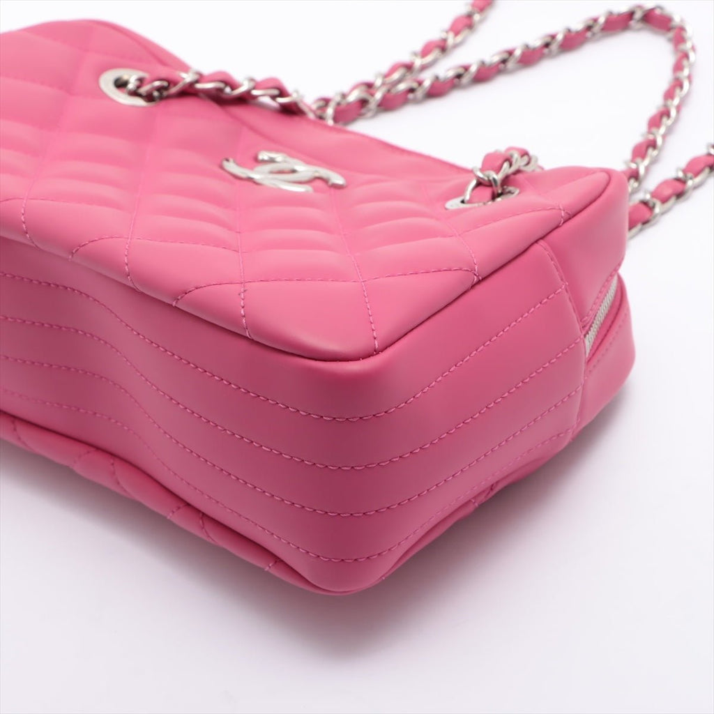 Matelasse Rubber Chain Pink Silver Metal