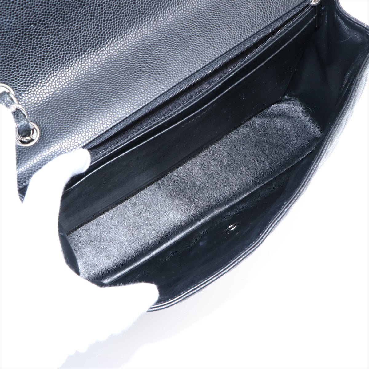 Maxi Classic Single Flap in Black Quilted Caviar Leather Silver Hardware