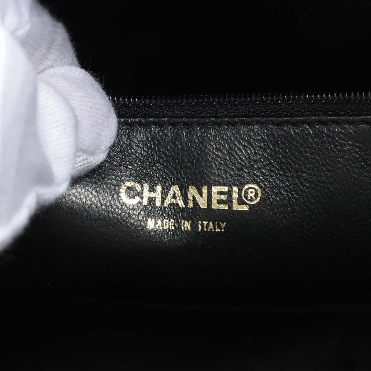Medallion Tote Bag Black Caviarskin Gold Metal
