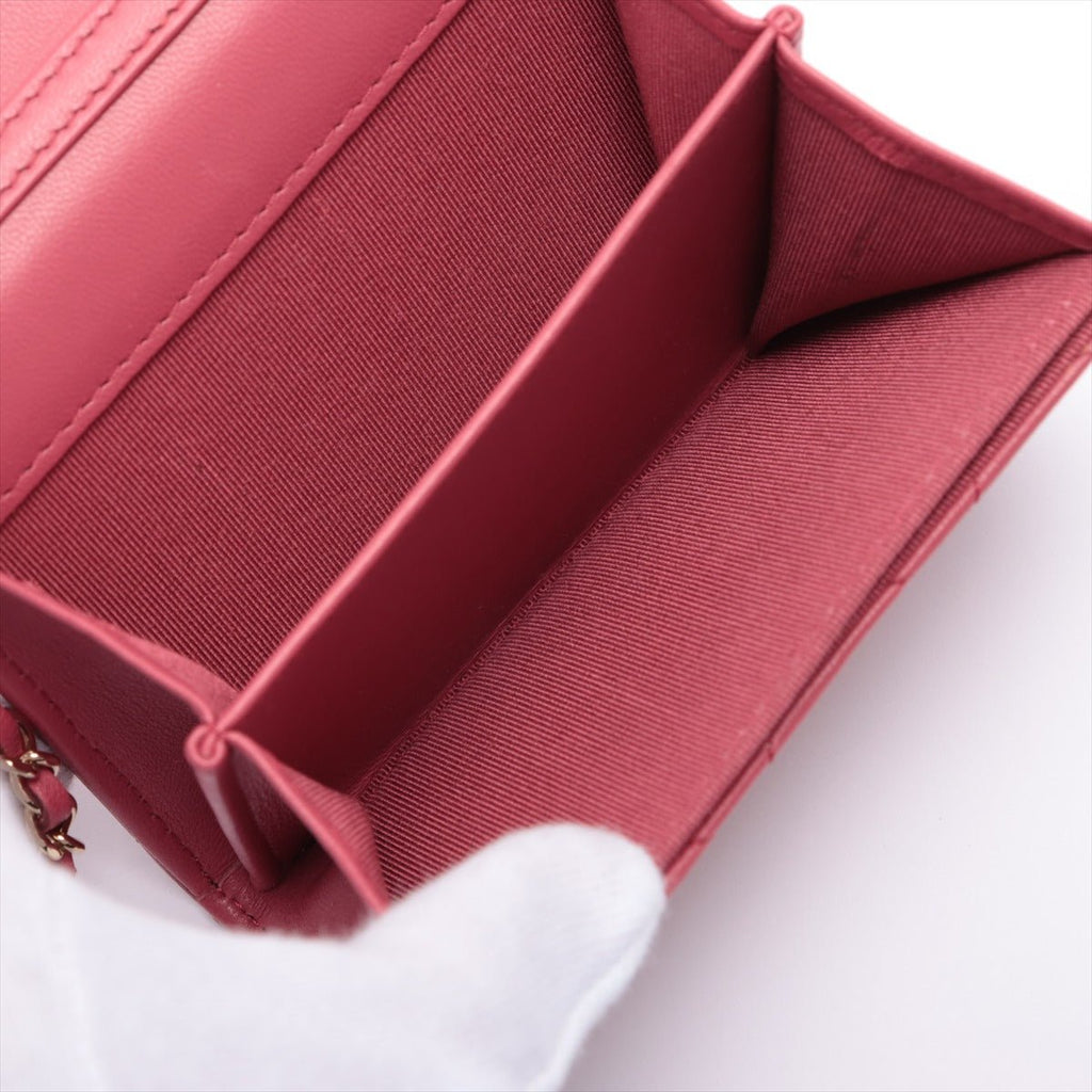 Mini Clutch With Chain in Pink Matelasse Lambskin and Gold