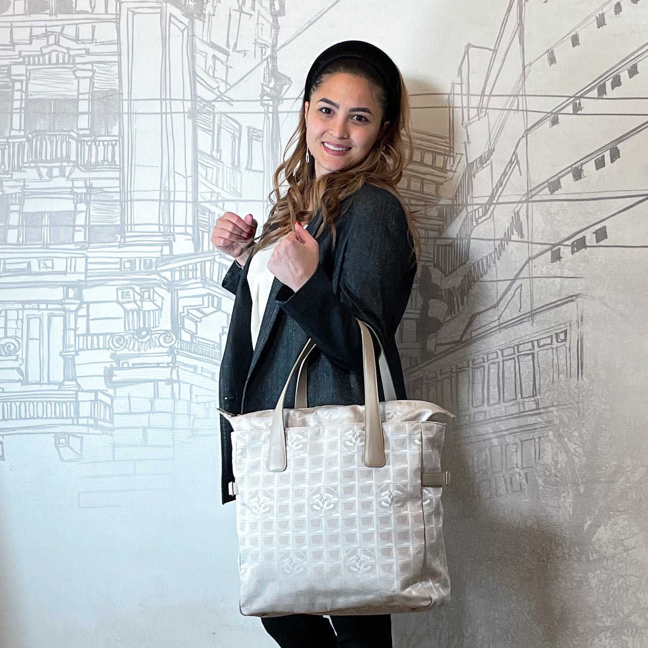Tote bag in Grey Cloth Vintage